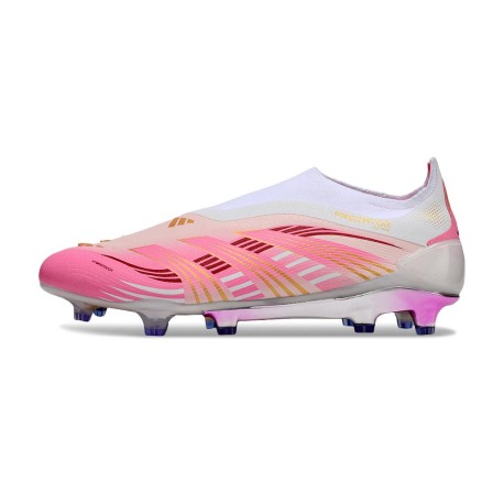 adidas Predator Elite Laceless FG Voetbalschoenen Roze Wit