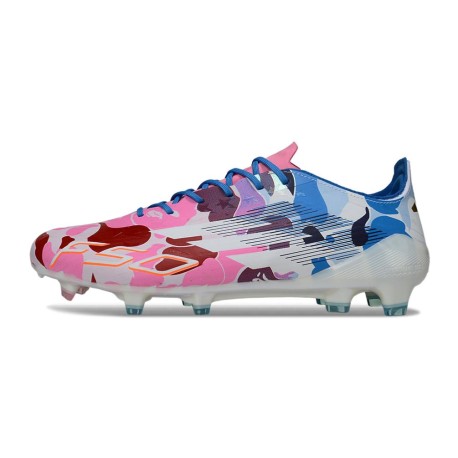 Adidas F50 Elite Gras Voetbal Schoenen Wit Roze Blauw