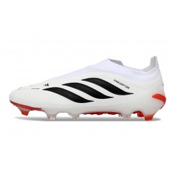 adidas Predator Elite Laceless FG Voetbalschoenen Wit Rood Zwart 