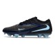 Nike Phantom 6 Low Elite Gras Voetbalschoenen Zwart Lichtblauw