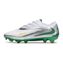 Nike Phantom 6 Low Elite Gras Voetbalschoenen Wit Zilver Groen